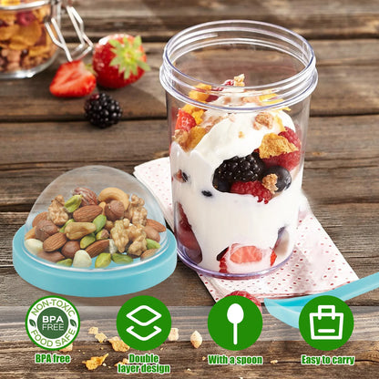 4/8Pcs 400ML Overnight Oats Jars Leakproof Breakfast Canister Food Container with Spoon Reusable Oats Jars for Milk Cereal Salad