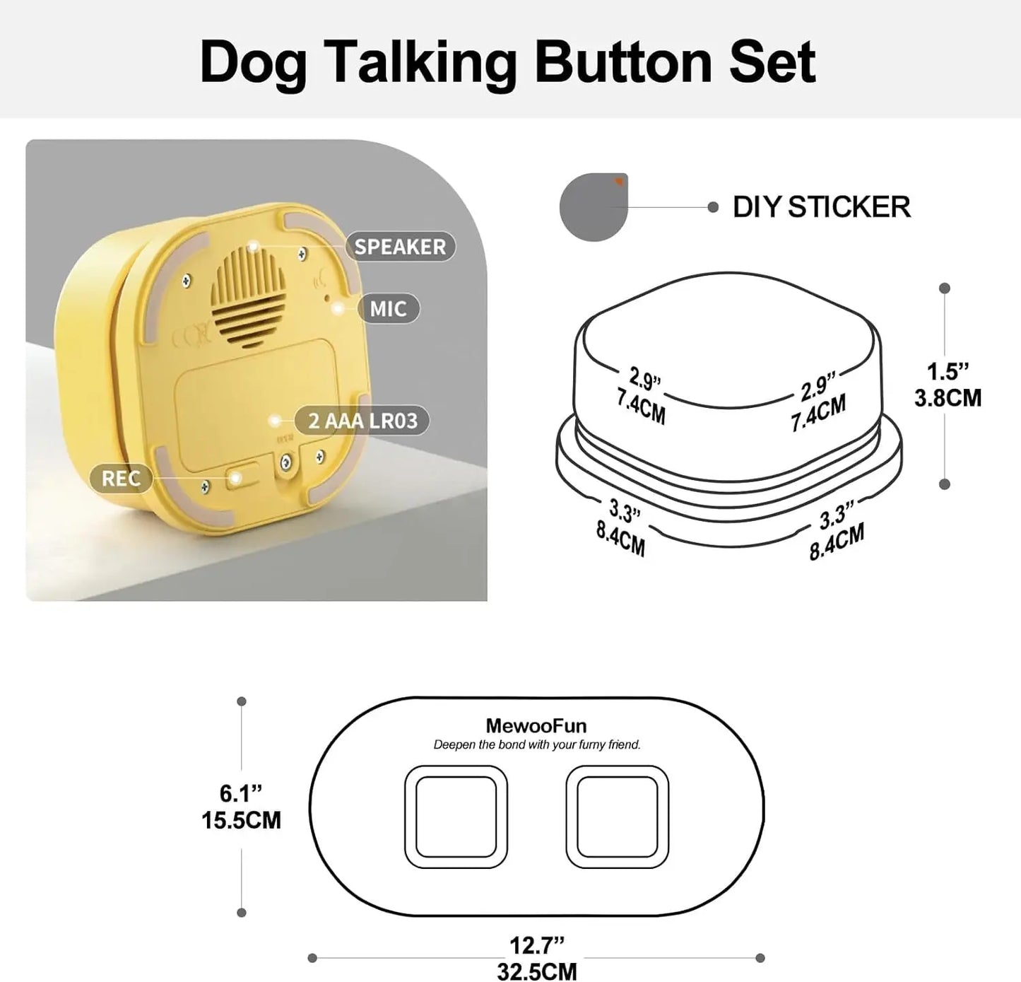 Pet Training Buzzer Recordable Talking Button with Mat